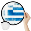 Ελληνική σημαία watercolor, Βεντάλια υφασμάτινη αναδιπλούμενη με θήκη (20cm)