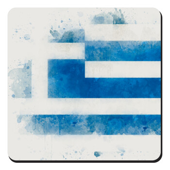Ελληνική σημαία watercolor, Τετράγωνο μαγνητάκι ξύλινο 9x9cm