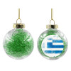 Transparent Christmas tree ball ornament with green filling 8cm