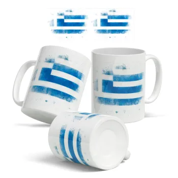 Ελληνική σημαία watercolor, Κούπα, κεραμική, 330ml