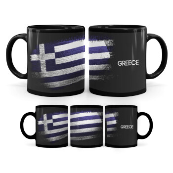 Ελληνική σημαία dark, Κούπα Μαύρη, κεραμική, 330ml