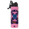 Metallic water bottle with safety lid, 850ml aluminum