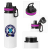 Metallic water bottle with safety lid, 850ml aluminum