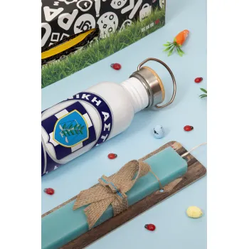 Ελληνική Αστυνομία, Πασχαλινή Λαμπάδα με παγούρι μεταλλικό (620ml, stainless steel) & κερί αρωματικό πλακέ (30cm) (ΤΙΡΚΟΥΑΖ)