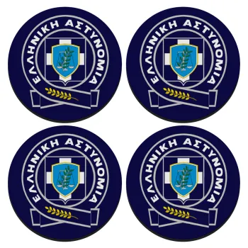 Ελληνική Αστυνομία, ΣΕΤ 4 Σουβέρ ξύλινα στρογγυλά (9cm)