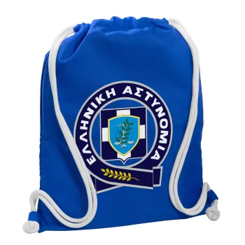 Ελληνική Αστυνομία, Backpack pouch GYMBAG Blue, with pocket (40x48cm) & thick cords