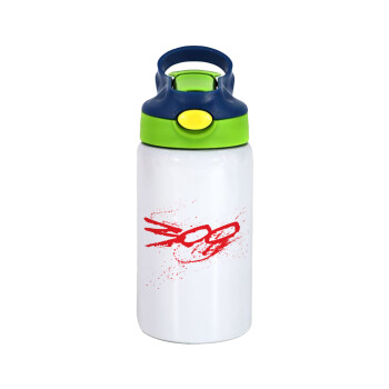 Οι 300 της Σπάρτης, Παιδικό παγούρι θερμό, ανοξείδωτο, με καλαμάκι ασφαλείας, πράσινο/μπλε (350ml)