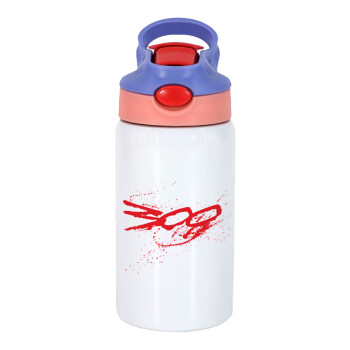 Οι 300 της Σπάρτης, Children's hot water bottle, stainless steel, with safety straw, pink/purple (350ml)