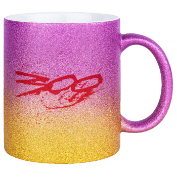 Οι 300 της Σπάρτης, Κούπα Χρυσή/Ροζ Glitter, κεραμική, 330ml