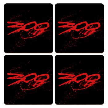 Οι 300 της Σπάρτης, ΣΕΤ x4 Σουβέρ ξύλινα τετράγωνα plywood (9cm)