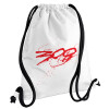 Backpack pouch GYMBAG white, with pocket (40x48cm) & thick cords