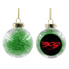 Transparent Christmas tree ball ornament with green filling 8cm