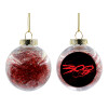 Transparent Christmas tree ball ornament with red filling 8cm
