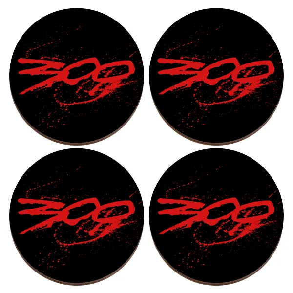 Οι 300 της Σπάρτης — Set of 4 round plywood coasters (9cm)