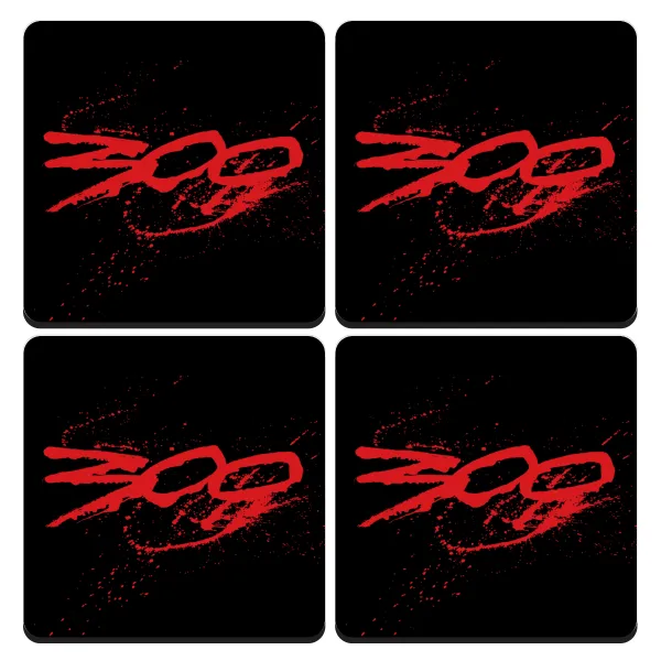 Οι 300 της Σπάρτης — Set of 4 square wooden coasters (9cm)