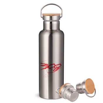 Οι 300 της Σπάρτης, Stainless steel Silver with wooden lid (bamboo), double wall, 750ml