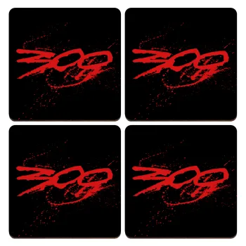 Οι 300 της Σπάρτης, ΣΕΤ x4 Σουβέρ ξύλινα τετράγωνα plywood (9cm)