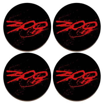 Οι 300 της Σπάρτης, ΣΕΤ x4 Σουβέρ ξύλινα στρογγυλά plywood (9cm)