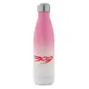 Metal mug thermos Pink/White (Stainless steel), double wall, 500ml