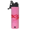 Metallic water bottle with safety lid, 850ml aluminum