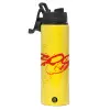 Metallic water bottle with safety lid, 850ml aluminum