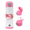 Children's hot water bottle, stainless steel, with safety straw, PINK (500ml)