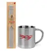 Easter Set, metallic thermal cup (300ml) & Easter aromatic flat candle (30cm) (GRAY)