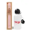 Easter Set, metallic aluminum bottle (500ml) & aromatic flat Easter candle (30cm) (PINK)