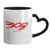 Mug heart black handle, ceramic, 330ml