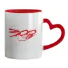 Mug heart red handle, ceramic, 330ml