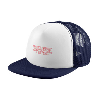 Stranger Things Logo, Καπέλο Soft Trucker με Δίχτυ Dark Blue/White 