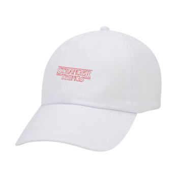 Stranger Things Logo, Καπέλο Baseball Λευκό (5-φύλλο, unisex)