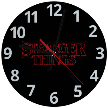 Stranger Things Logo, Ρολόι τοίχου γυάλινο (30cm)