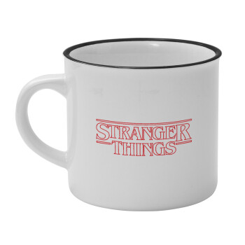Stranger Things Logo, Κούπα κεραμική vintage Λευκή/Μαύρη 230ml