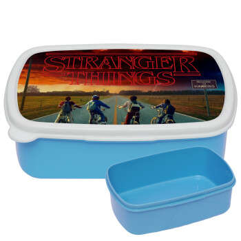 Stranger Things Logo, ΜΠΛΕ παιδικό δοχείο φαγητού (lunchbox) πλαστικό (BPA-FREE) Lunch Βox M18 x Π13 x Υ6cm