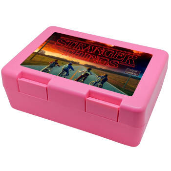 Stranger Things Logo, Children's cookie container PINK 185x128x65mm (BPA free plastic)