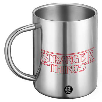 Stranger Things Logo, Ανοξείδωτη Μεταλλική Κούπα 450ml - Διπλού Τοιχώματος