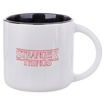 Stranger Things Logo, Κούπα κεραμική 400ml Λευκή/Μαύρη