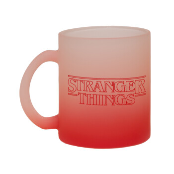 Stranger Things Logo, Κούπα γυάλινη δίχρωμη με βάση το κόκκινο ματ, 330ml