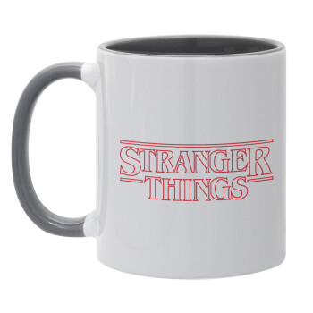 Stranger Things Logo, Κούπα χρωματιστή γκρι, κεραμική, 330ml