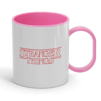 Stranger Things Logo, Κούπα (πλαστική) (BPA-FREE) Polymer Ροζ για παιδιά, 330ml