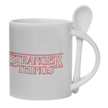 Stranger Things Logo, Κούπα, κεραμική με κουταλάκι, 330ml (1 τεμάχιο)