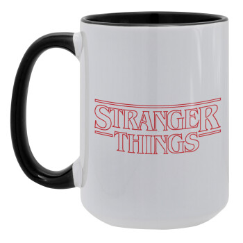 Stranger Things Logo, Κούπα Mega 15oz, κεραμική Μαύρη, 450ml