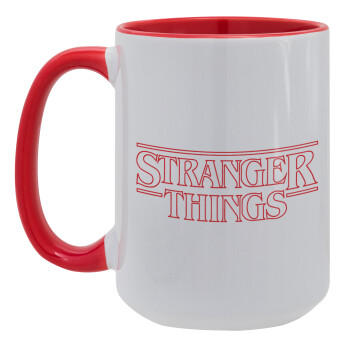 Stranger Things Logo, Κούπα Mega 15oz, κεραμική Κόκκινη, 450ml