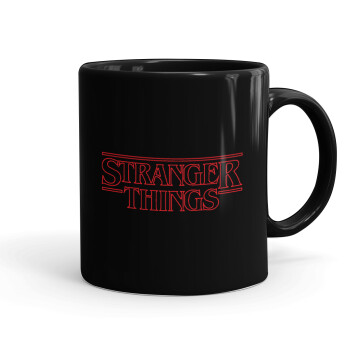 Stranger Things Logo, Κούπα Μαύρη, κεραμική, 330ml