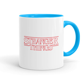 Stranger Things Logo, Κούπα χρωματιστή γαλάζια, κεραμική, 330ml