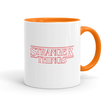 Stranger Things Logo, Mug colored orange, ceramic, 330ml