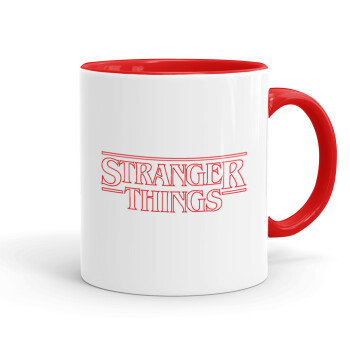 Stranger Things Logo, Κούπα χρωματιστή κόκκινη, κεραμική, 330ml