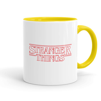 Stranger Things Logo, Κούπα χρωματιστή κίτρινη, κεραμική, 330ml
