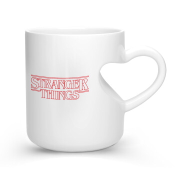 Stranger Things Logo, Κούπα καρδιά λευκή, κεραμική, 330ml